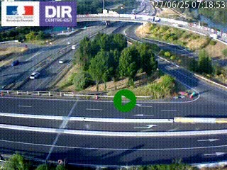 Webcam traffic à Grenoble-sud sur l'autoroute A480. Vue orientée vers l'entrée et la sortie de Grenoble