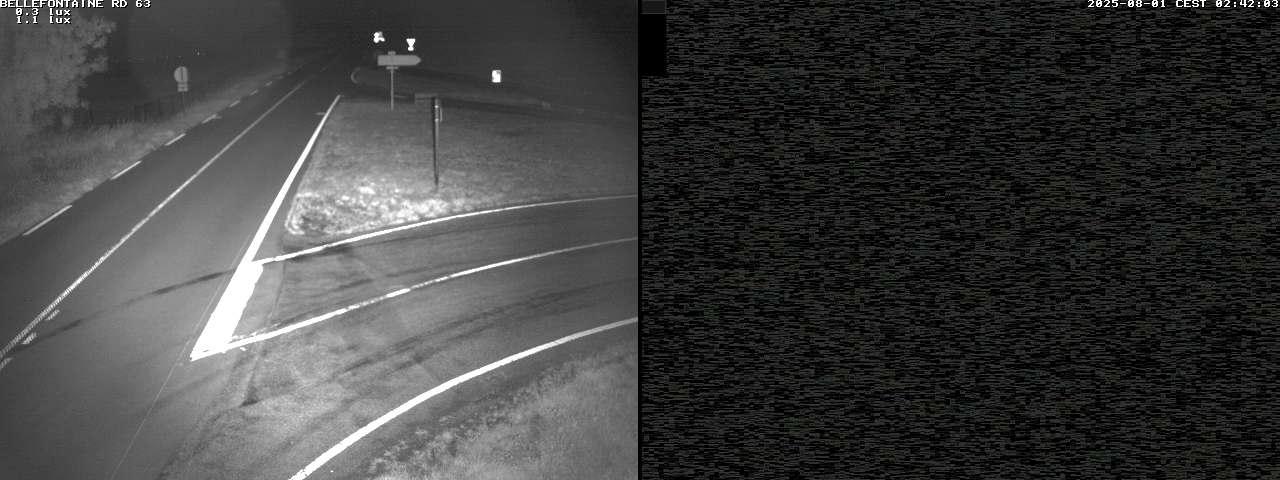 Webcam à Bellefontaine dans les Vosges à 552 mètres d'altitude sur la D63, à la jonction avec la D20A