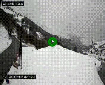 Webcam au col du Somport, côté français, sur la N134, dans les Pyrénées, en direction de l'Espagne, à 1632 mètres d'altitude