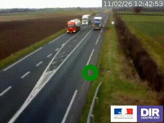 Webcam routière sur la RN7 à hauteur de Toulon-sur-Allier, entre Moulins et Vichy