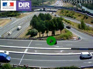 Webcam traffic à Grenoble-sud sur l'autoroute A480. Vue orientée vers l'entrée et la sortie de Grenoble