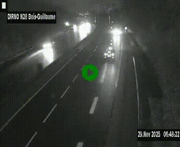 Webcam routière à hauteur de Bois-Guillaume en périphérie de Rouen. Vue orientée vers Rouen