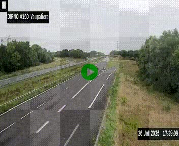 Webcam autoroute A150 à hauteur de La Vaupalière en périphérie de Rouen. Vue orientée vers Rouen