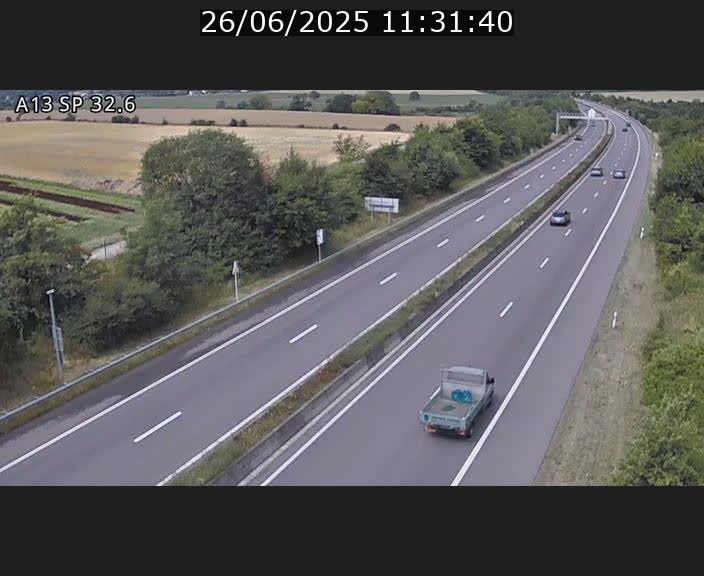 Webcam info trafic A13 à hauteur de Mondorf-les-bains. Vue orientée vers Altwies