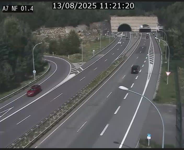 Caméra autoroute Luxembourg A7 - Echangeur Waldhaff - direction Tunnel Stafelter