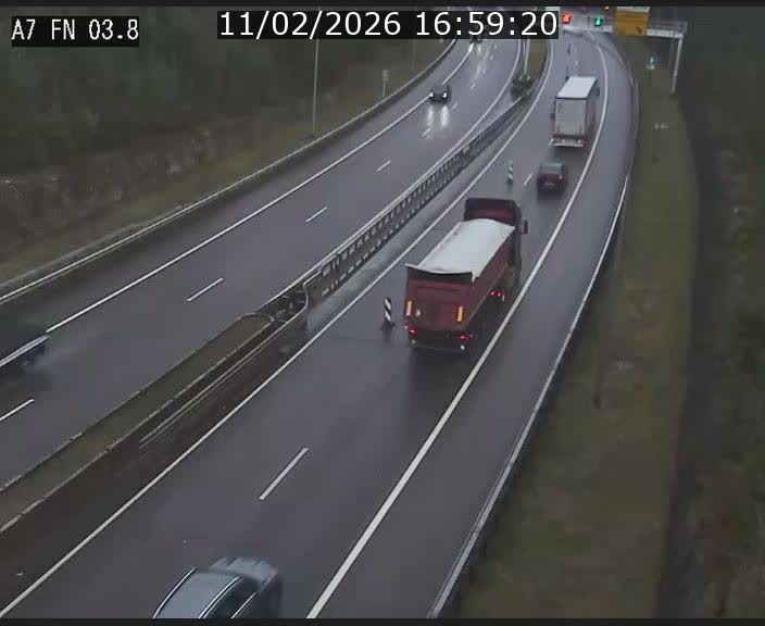 Caméra autoroute Luxembourg A7 - Passage à gibier Rëngelbour - direction Tunnel Stafelter