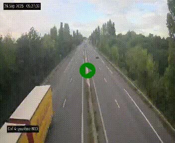 Webcam routière à la fin de la N10, en périphérique ouest d'Angouleme, proche de la jonction avec l'A10