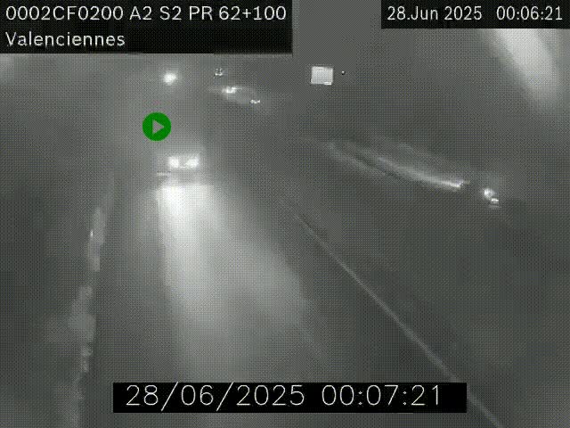 Webcam autoroute A2 à Valenciennes. Vue orientée vers Maubeuge et Mons (Belgique)