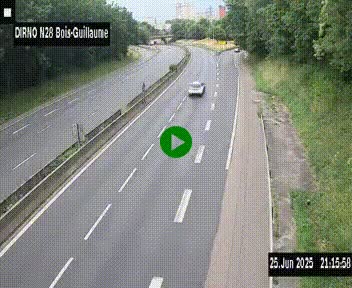 Webcam routière à hauteur de Bois-Guillaume en périphérie de Rouen. Vue orientée vers Rouen