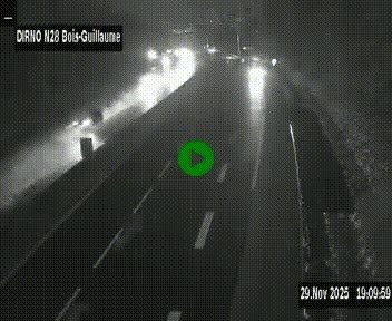 Webcam routière à hauteur de Bois-Guillaume en périphérie de Rouen. Vue orientée vers Rouen