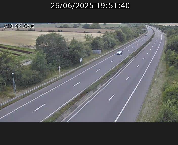 Webcam info trafic A13 à hauteur de Mondorf-les-bains. Vue orientée vers Altwies