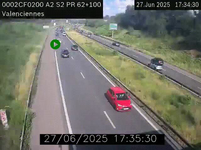 Webcam autoroute A2 à Valenciennes. Vue orientée vers Maubeuge et Mons (Belgique)