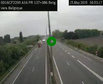 Webcam à la frontière franco-belge au niveau de Bray-Dunes/De-Panne sur l'autoroute A16. Vue orientée vers la Belgique