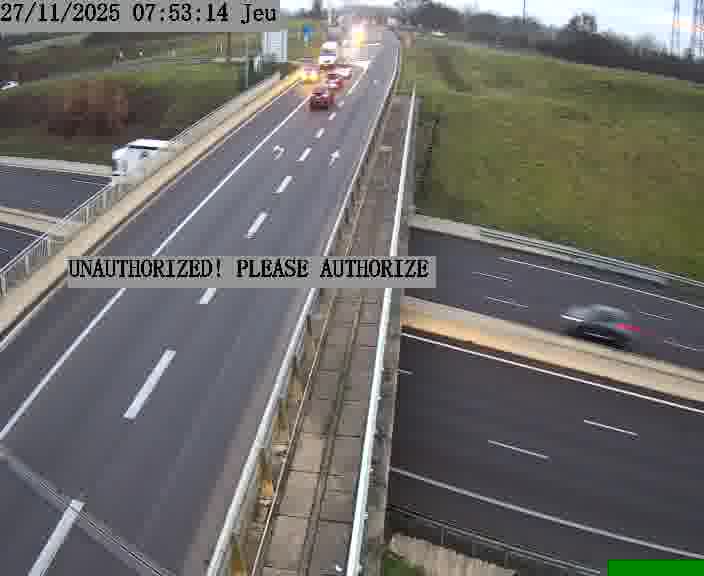 Caméra de trafic sur D1 (France) à Argancy, orientée vers Thionville, permettant d’évaluer fluidité, incidents et densité automobile.