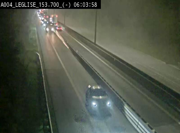 Webcam autoroute A4 (E411-E25) à Léglise, avant la jonction avec la N40. Vue orientée vers Bruxelles