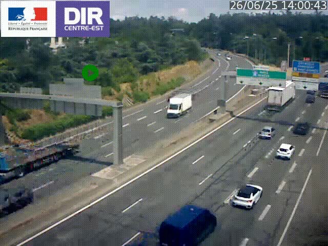Caméra de circulation routière sur le boulevard périphérique Laurent Bonnevay de Lyon (D383) à hauteur de Bron, avant la jonction avec l'A43. Vue orientée vers l'échangeur