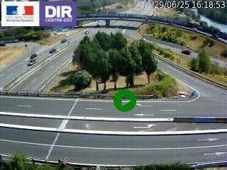 Webcam traffic à Grenoble-sud sur l'autoroute A480. Vue orientée vers l'entrée et la sortie de Grenoble