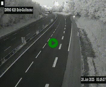 Webcam routière à hauteur de Bois-Guillaume en périphérie de Rouen. Vue orientée vers Rouen