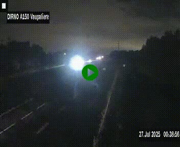 Webcam autoroute A150 à hauteur de La Vaupalière en périphérie de Rouen. Vue orientée vers Rouen