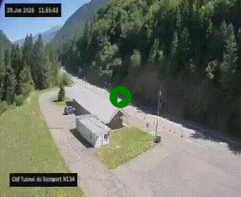 Webcam à l'entrée du tunnel du Somport, côté français, sur la N134, dans les Pyrénées, en direction de l'Espagne, à 1116 mètres d'altitude