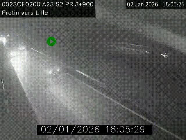 Webcam autoroute A23 à hauteur de Fretin. Vue orientée vers Lille