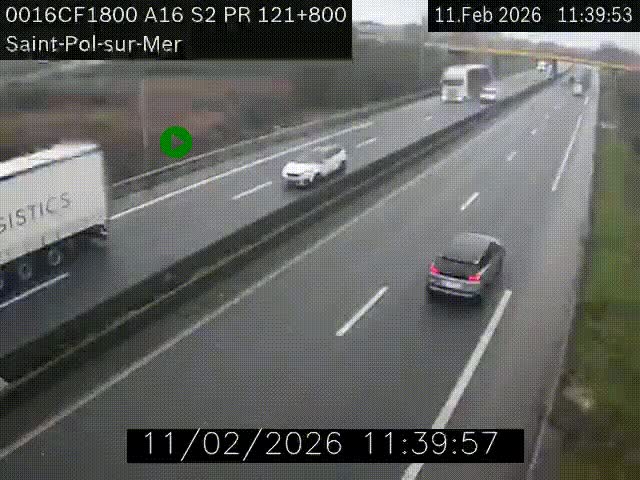 Webcam autoroute A16 à proximité de Dunkerque, à hauteur de la sortie Saint-Pol-sur-Mer. Vue orientée vers Calais