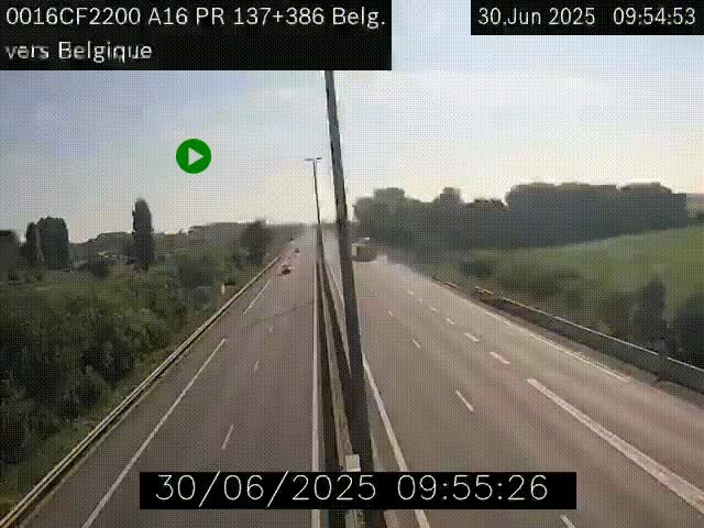 Webcam à la frontière franco-belge au niveau de Bray-Dunes/De-Panne sur l'autoroute A16. Vue orientée vers la Belgique