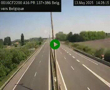 Webcam à la frontière franco-belge au niveau de Bray-Dunes/De-Panne sur l'autoroute A16. Vue orientée vers la Belgique