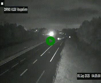 Webcam autoroute A150 à hauteur de La Vaupalière en périphérie de Rouen. Vue orientée vers Rouen