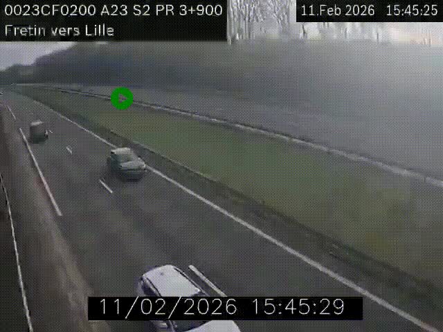 Webcam autoroute A23 à hauteur de Fretin. Vue orientée vers Lille
