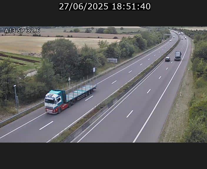 Webcam info trafic A13 à hauteur de Mondorf-les-bains. Vue orientée vers Altwies
