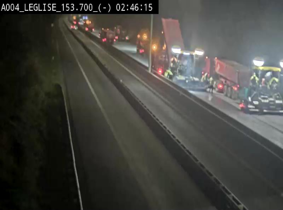 Webcam autoroute A4 (E411-E25) à Léglise, avant la jonction avec la N40. Vue orientée vers Bruxelles