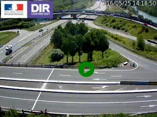 Webcam traffic à Grenoble-sud sur l'autoroute A480. Vue orientée vers l'entrée et la sortie de Grenoble