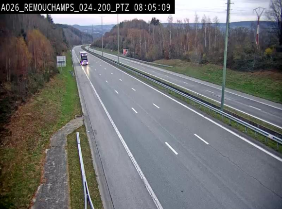 Webcam E25/A26 à Aywalle, à hauteur de Spa. Vue orientée vers Liège