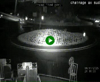 Webcam au nord d'Ax-les-Thermes au niveau de l'aire de chaînage de la N20. Vue orientée vers les Pyrénées, en direction de Pas de la Case