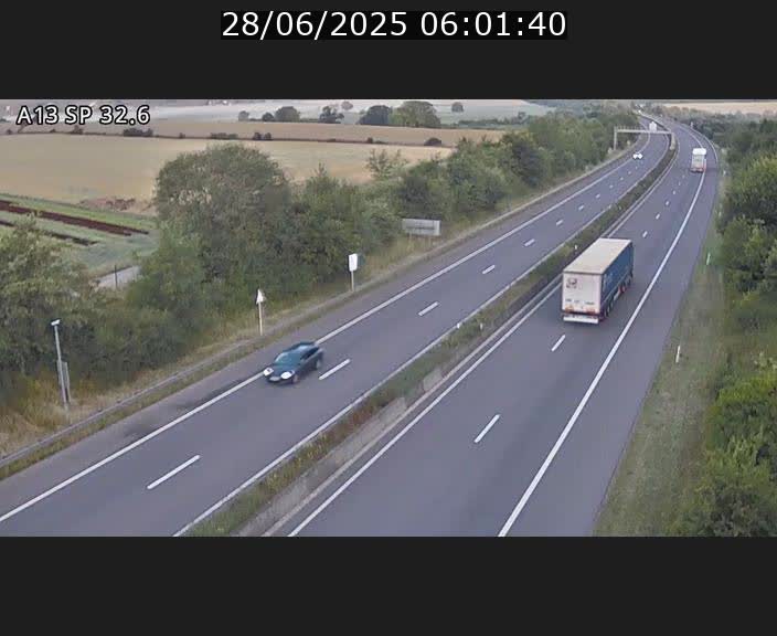 Webcam info trafic A13 à hauteur de Mondorf-les-bains. Vue orientée vers Altwies
