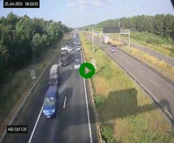 Webcam autoroute A63 en périphérie de Bordeaux au sud-est de la ville, en provenance du bassin d'Arcachon. Vue orientée vers Bordeaux