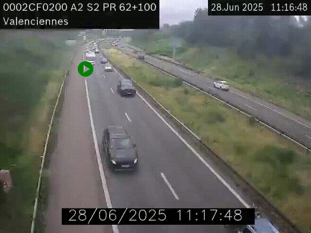 Webcam autoroute A2 à Valenciennes. Vue orientée vers Maubeuge et Mons (Belgique)