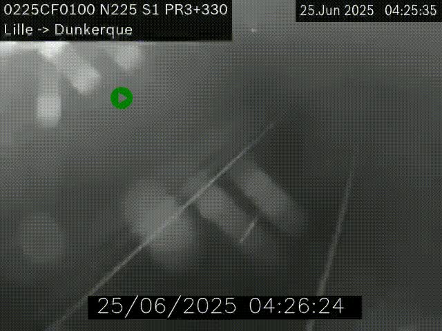 Webcam autoroute A25 (N225) à hauteur de Bergues (Bierne). Vue orientée vers Dunkerque.