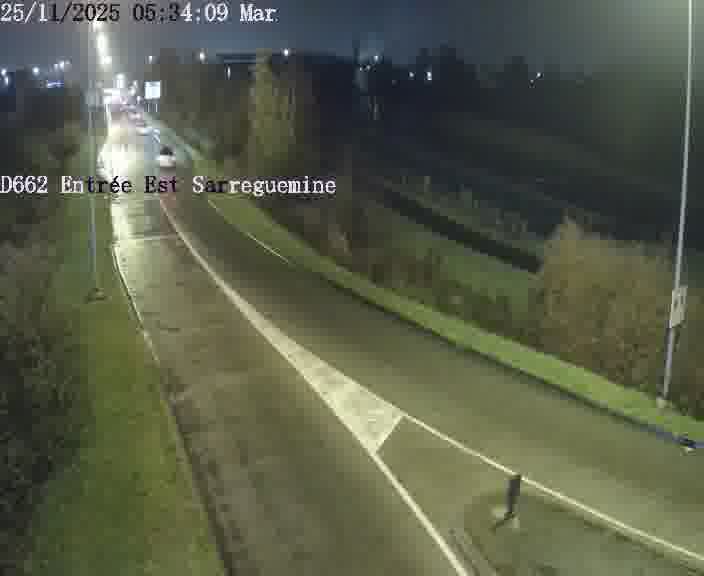 Point de vue trafic déployé sur D662 (France) à Sarreguemines, regardant vers Sarreguemines, aidant conducteurs et services à anticiper les flux.