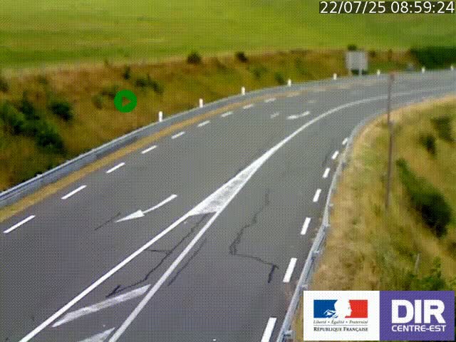 Webcam sur le col Pin Bouchain, vue orientée vers Roanne, en provenance de Lyon sur la nationale 7 (N7)