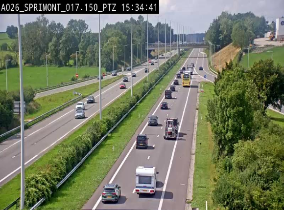 Webcam A26 (E25) à Sprimont, sur l'autoroute entre Liège et Arlon. Vue orientée vers le Luxembourg