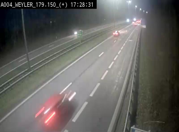 Webcam entre la sortie Arlon et la sortie Weyler sur l'E411. Vue orientée vers Luxembourg