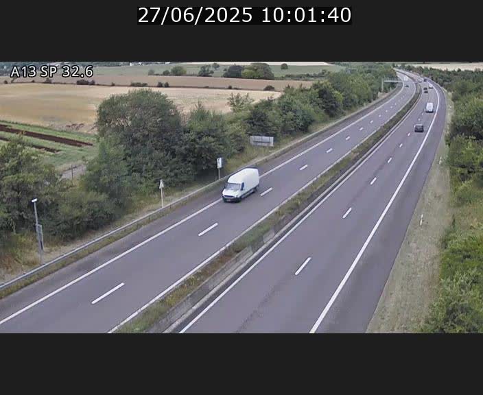 Webcam info trafic A13 à hauteur de Mondorf-les-bains. Vue orientée vers Altwies