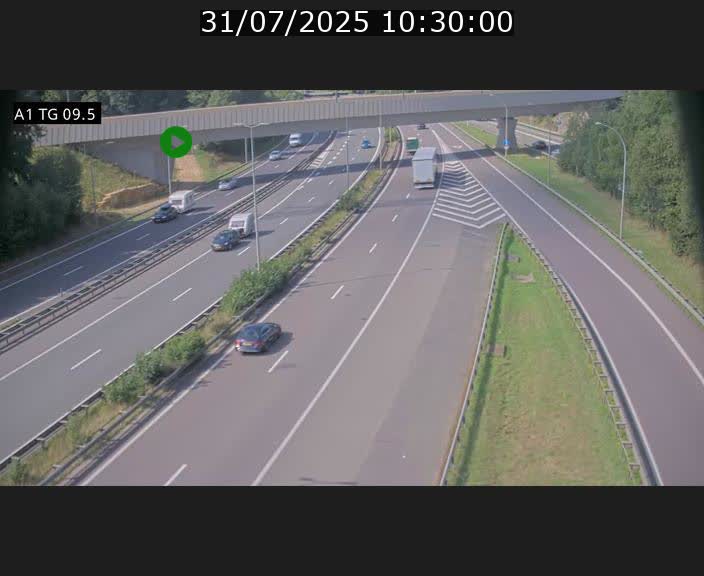Traffic live webcam Luxembourg Jonction Grünewald - A1 direction Luxembourg-ville - BK 9.5