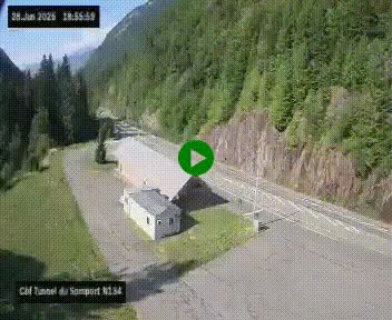 Webcam à l'entrée du tunnel du Somport, côté français, sur la N134, dans les Pyrénées, en direction de l'Espagne, à 1116 mètres d'altitude