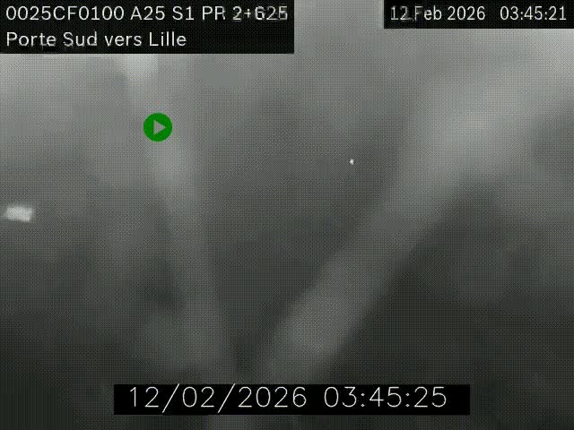 Webcam autoroute A25 sur le périphérique de Lille à hauteur de Lille-Sud et la sortie 3 Faches-Thumesnil. Vue orientée vers Lille-Centre.