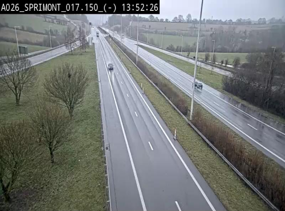Webcam E25 (A26) à hauteur de Sprimont en direction de Liège et en provenance de Bastogne