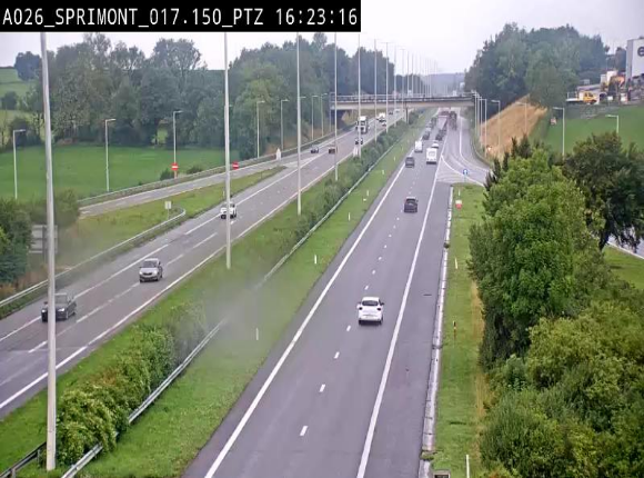 Webcam A26 (E25) à Sprimont, sur l'autoroute entre Liège et Arlon. Vue orientée vers le Luxembourg
