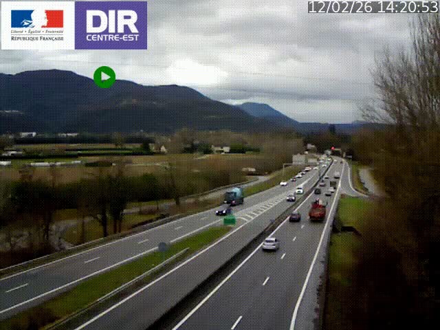 Caméra trafic à Meylan sur la Rocade-Sud de Grenoble en direction d'Aix-en-Provence